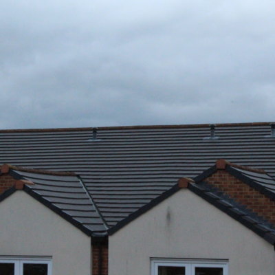 A re-roofed block of flats in Crewe