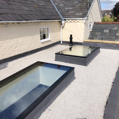 A new flat roof in Wistaston featuring new skylights
